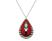 Nutcracker Christmas Red and Green Earrings or Necklace Set - Sew Lucky Embroidery