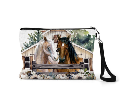 Painted Barn and Horses Makeup Bag