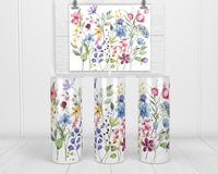 Painted Floral 20 oz insulated tumbler with lid and straw - Sew Lucky Embroidery