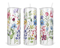 Painted Floral 20 oz insulated tumbler with lid and straw - Sew Lucky Embroidery
