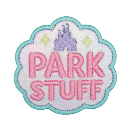 Park Stuff embroidered patch with castle design for theme park backpacks tote bags travel bags and park day bag accessories