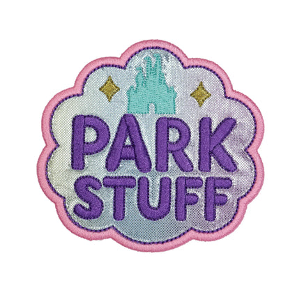 Park Stuff embroidered patch with castle design for theme park backpacks tote bags travel bags and park day bag accessories