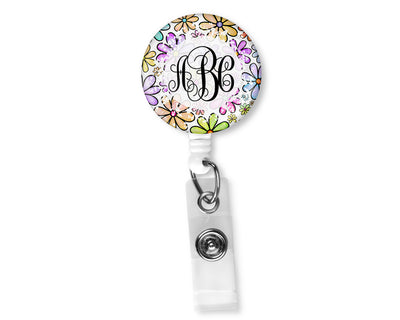Pastel Floral Monogram Badge Reel