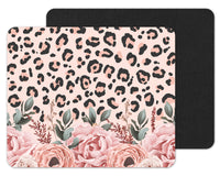 Pink Leopard Floral Personalized Mouse Pad - Sew Lucky Embroidery