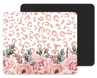 Pink and White Leopard Floral Personalized Mouse Pad - Sew Lucky Embroidery