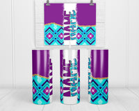Pretty Aztec Personalized 20oz Insulated Tumbler with Lid and Straw - Sew Lucky Embroidery