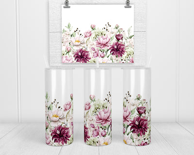 Purple Floral 20 oz insulated tumbler with lid and straw