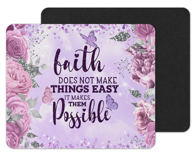 Purple Floral Faith Mouse Pad