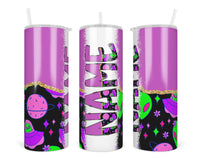 Purple Alien Personalized 20oz Insulated Tumbler with Lid and Straw - Sew Lucky Embroidery