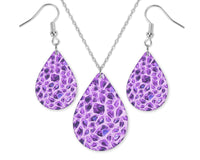 Purple Diamonds Design Teardrop Earrings and Necklace Set - Sew Lucky Embroidery