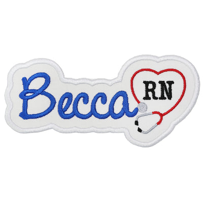 RN Nurse Name Patch with Stethoscope Custom Embroidered Medical Patch for Scrubs, Bags, or Uniforms Iron-On or Sew-On