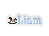 Rocking Horse Name Sew or Iron on Patch - Sew Lucky Embroidery