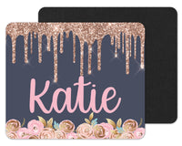 Rose Gold Drip Personalized  Mouse Pad - Sew Lucky Embroidery