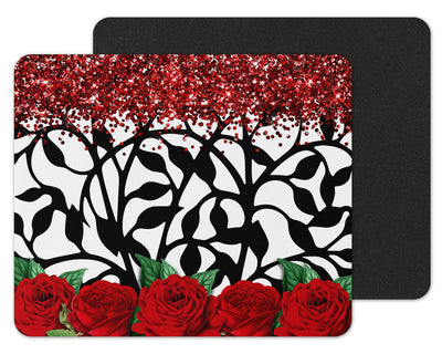 Rose and Glitter Mouse Pad