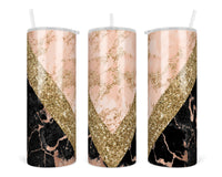 Rosy Marble with Glitter 20 oz insulated tumbler with lid and straw - Sew Lucky Embroidery
