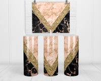 Rosy Marble with Glitter 20 oz insulated tumbler with lid and straw - Sew Lucky Embroidery