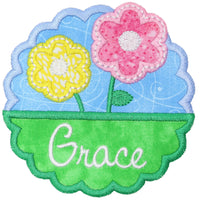Scallop Flowers Personalized Custom Name Sew or Iron on Patch - Sew Lucky Embroidery