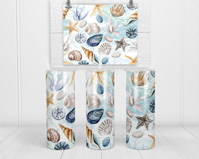 Seashells 20 oz insulated tumbler with lid and straw