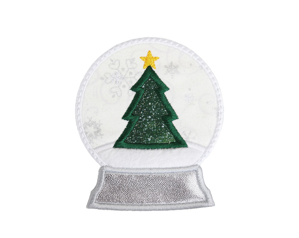 Snow Globe with Christmas Tree Patch - Sew Lucky Embroidery