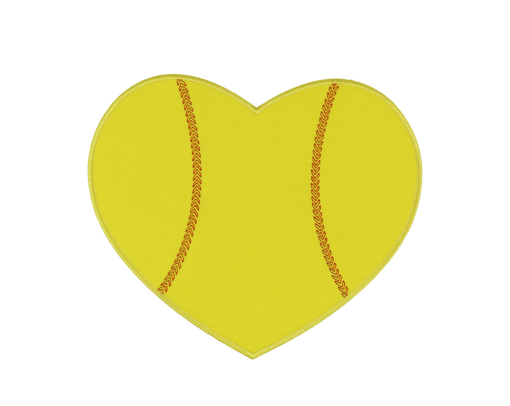 Softball Heart Patch - Sew Lucky Embroidery