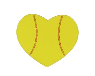 Softball Heart Sew or Iron on Embroidered Patch