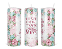 Song of Solomon Bible Verse 20 oz insulated tumbler with lid and straw - Sew Lucky Embroidery