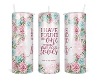 Song of Solomon Bible Verse 20 oz insulated tumbler with lid and straw - Sew Lucky Embroidery
