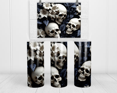 Spooky Skulls 20 oz insulated tumbler with lid and straw