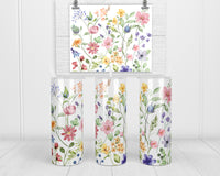 Spring Floral 20 oz insulated tumbler with lid and straw - Sew Lucky Embroidery