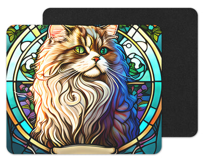 Stained Glass Cat Mouse Pad
