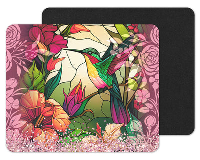 Stained Glass Hummingbird Mouse Pad