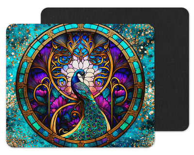 Stained Glass Peacock Mouse Pad
