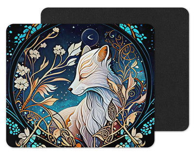 Stained Glass Wolf Mouse Pad
