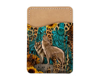 Sunflower Leopard Teal  Wolves Phone Wallet - Sew Lucky Embroidery