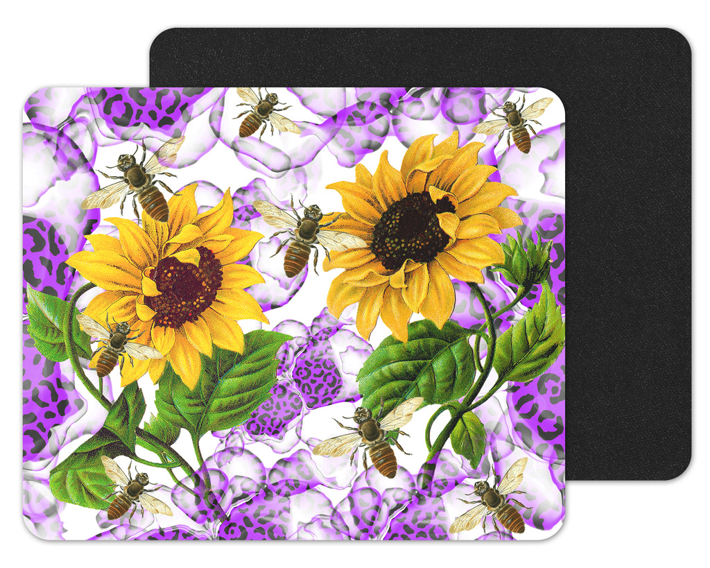Sunflowers and Bees Mouse Pad - Sew Lucky Embroidery