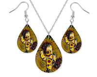 Sunflower Cactus Teardrop Earrings and Necklace Set - Sew Lucky Embroidery