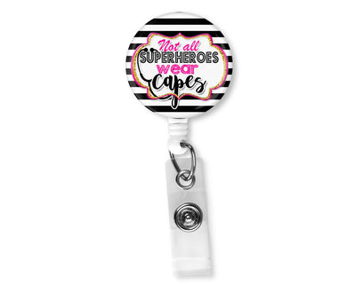 Superhero Nurse Stripes Badge Reel