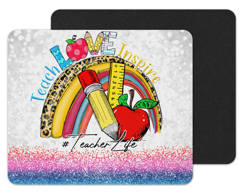 Teacher Inspire Rainbow Mouse Pad - Sew Lucky Embroidery