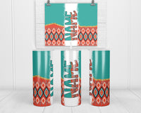Teal and Pink Diamonds Personalized 20oz Insulated Tumbler with Lid and Straw - Sew Lucky Embroidery