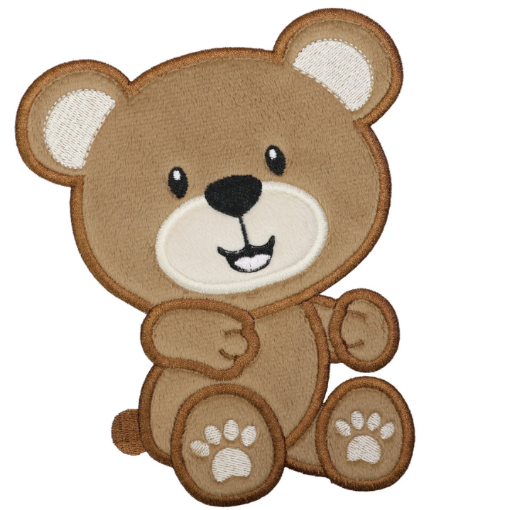 Teddy Bear Sew or Iron on Embroidered Patch - Sew Lucky Embroidery