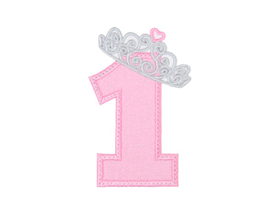 Tiara Princess Crown Birthday Number Sew or Iron on Embroidered Patch
