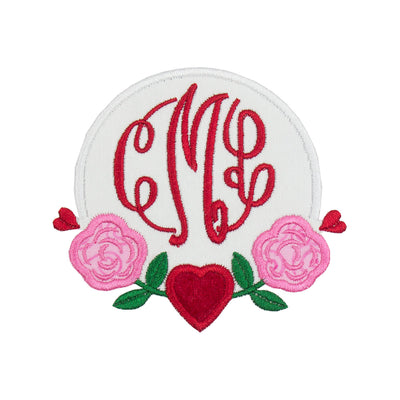 Valentine with Roses Monogrammed Sew or Iron on Patch