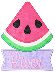 Watermelon Banner Personalized Name Sew or Iron on Embroidered Patch - Sew Lucky Embroidery