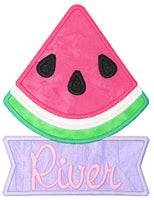 Watermelon Banner Personalized Name Sew or Iron on Embroidered Patch - Sew Lucky Embroidery