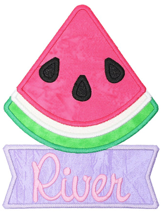 Watermelon Banner Personalized Name Sew or Iron on Embroidered Patch - Sew Lucky Embroidery
