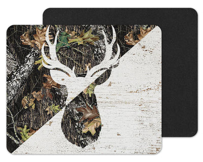 White and Camo Deer Split Mouse Pad