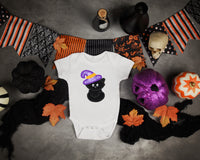 Witch Cat Halloween Sew or Iron on Patch - Sew Lucky Embroidery
