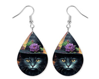 Witchy Cat Earrings and Necklace Set - Sew Lucky Embroidery