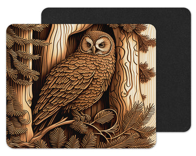 Wooden Owl Mouse Pad