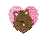 Yorkie Heart Sew or Iron on Embroidered Patch - Sew Lucky Embroidery